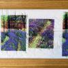 10"x22" Four Violet Views photography on fabric with free-motion embroidery